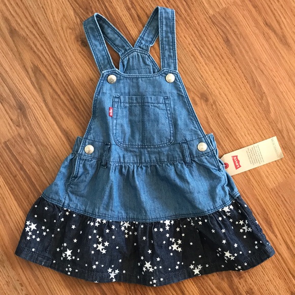 NWT Levi’s little girls DENIM DRESS WITH STARS - Picture 3 of 5